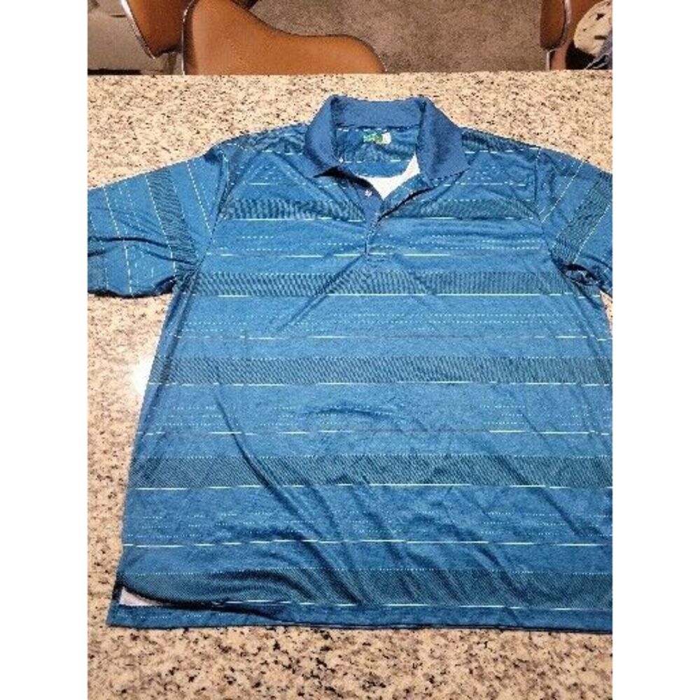 Mens Ben‎ Hogan Blue Stripe Short Sleeve Performance Polo 2XL